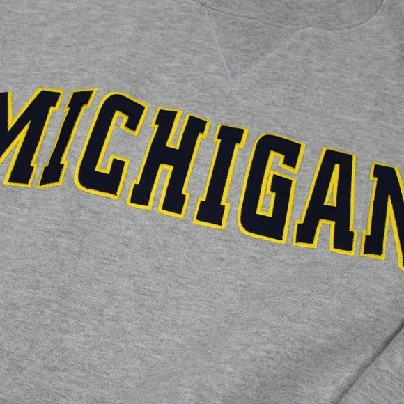 Vintage Michigan Wolverines Sweatshirt Gray Pullover Embroidered Logo Men's 2XL - Picture 1 of 3